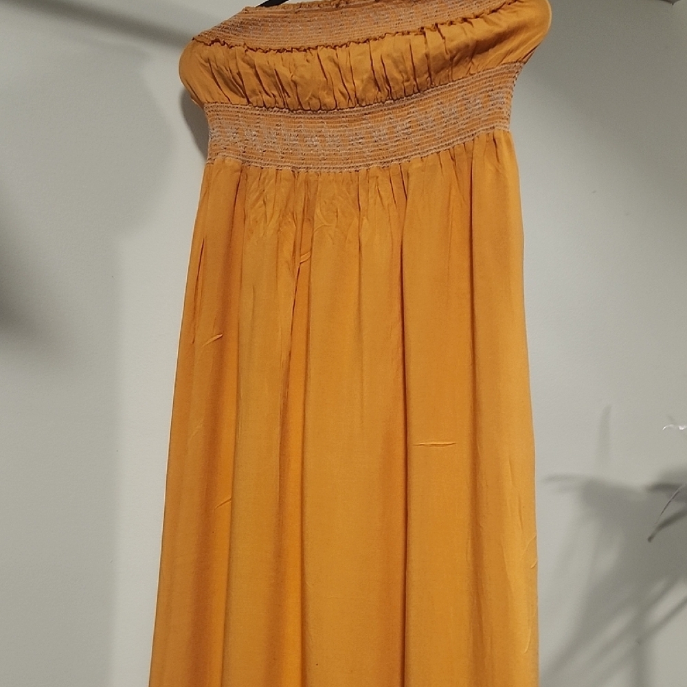 Strapless Dress In Dark Peach With Embroidered Hem